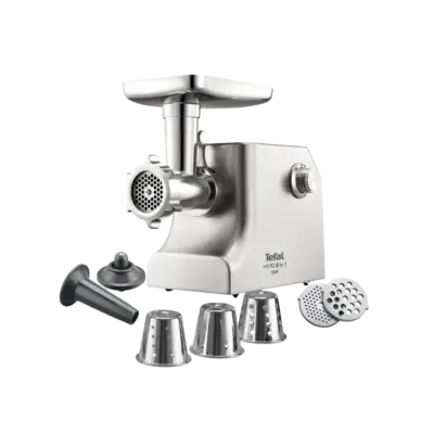 מטחנת בשר עוצמתית 2200W Moulinex ME858DM0 כולל 8 אביזרים להכנת סלטים קובה ונקניקיות